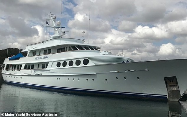 An image of billionaire Harlon Crow's yacht, the Michaela Rose, which Clarence Thomas and his wife Ginni sailed around Indonesia in 2019, weeks after the justice said that the justices' salaries were enough